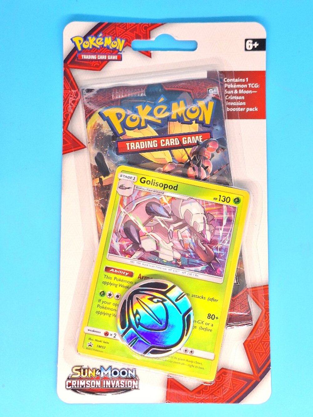 Pokemon Sun & Moon Crimson Invasion Blister Booster Pack with Golisopod Promo
